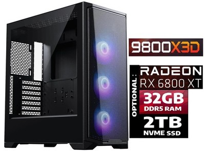 AMD Ryzen 7 9800X3D, RX 6800 XT 16GB, 32GB DDR5, 2TB NVMe SSD,RGB, W11 Gaming PC