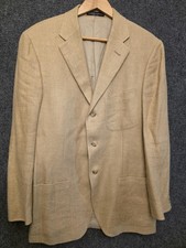 Polo By Ralph Lauren Blazer Sport Coat Mens 40R Beige Silk Herringbone Italy