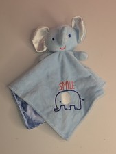 Baby Starters Blue SMILE Elephant Rattle Satin Back Security Blanket Lovey NuNu