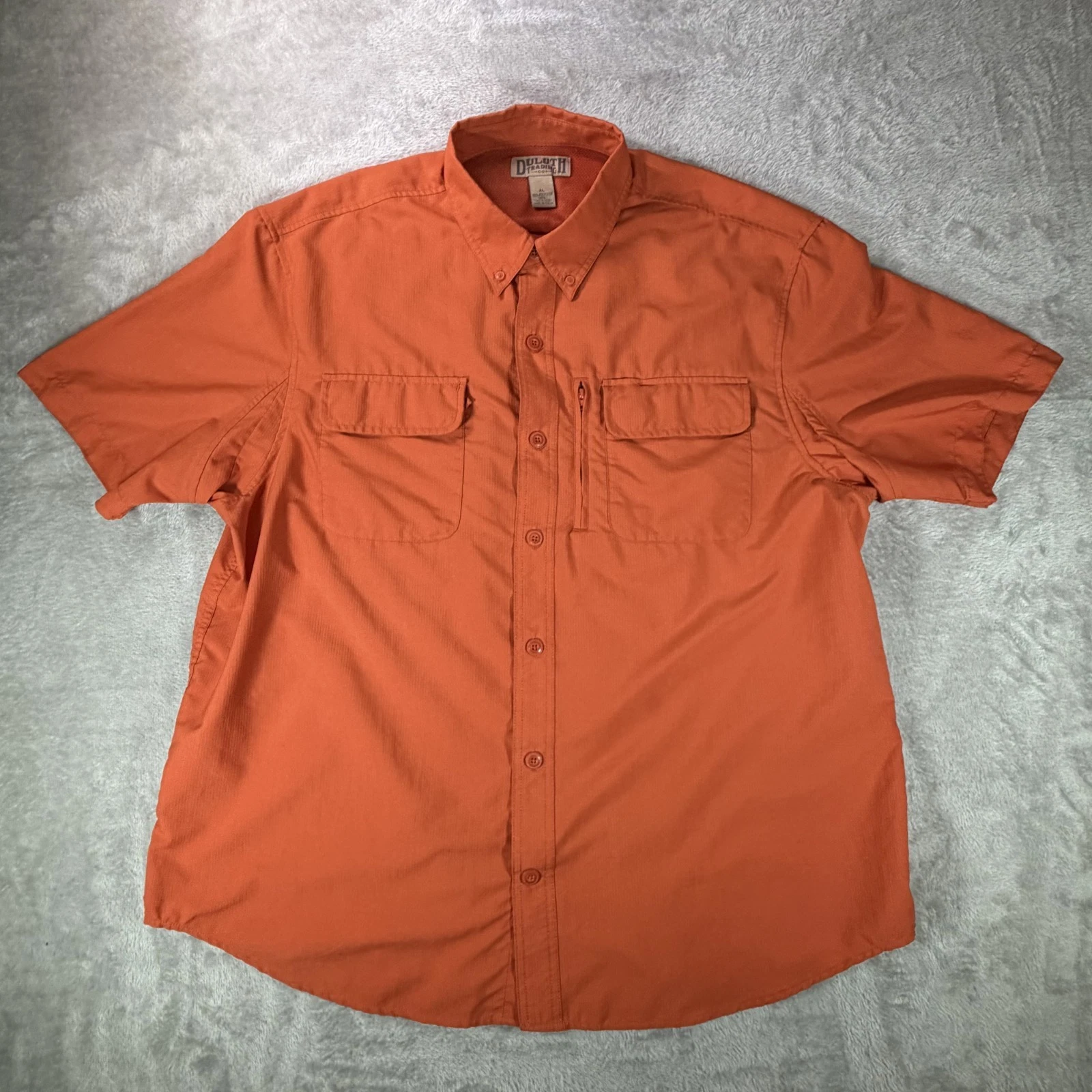 Duluth Action Button Down Shirt Mens XL Performance Mesh Vents Outdoors Orange