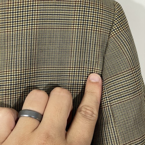BRIONI Glen Plaid Wheat Brown 3/2 Roll Sport Coat 44L Blazer Jacket - Picture 13 of 13