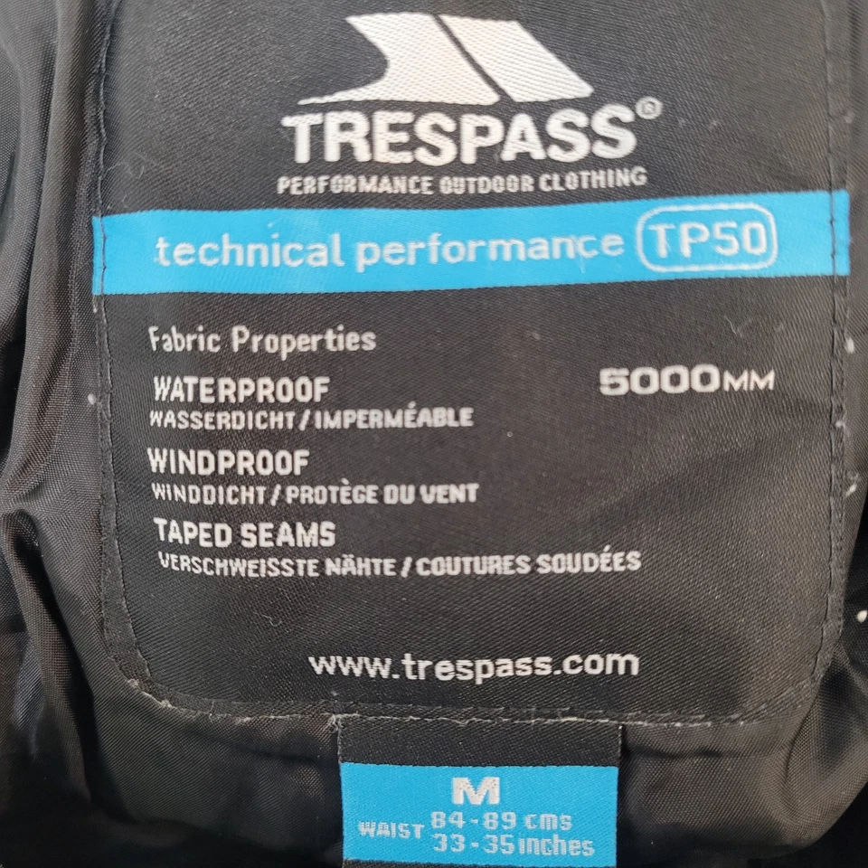 Trespass Black TP50 Waterproof Windproof Insulated Snow Bib Pants Size Medium M - Image 3 of 4