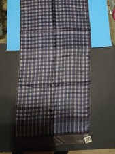 Vintage ECHO Blue STRIPE Paisley 100 Silk Oblong Scarf 15" x 44" Japan 70's