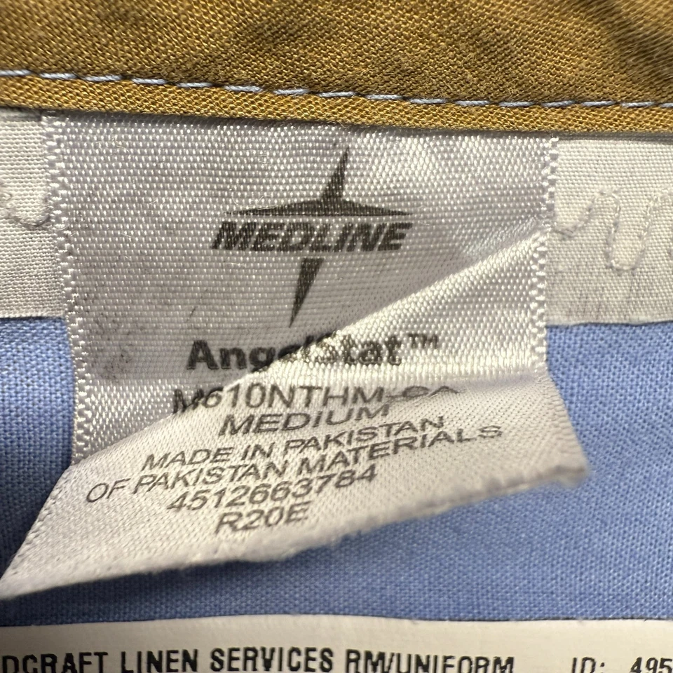 Camisa Exfoliante Uniforme Médico Manga Corta Mezcla Algodón Cuello M Azul Medline para Mujer Foto 3 de 4