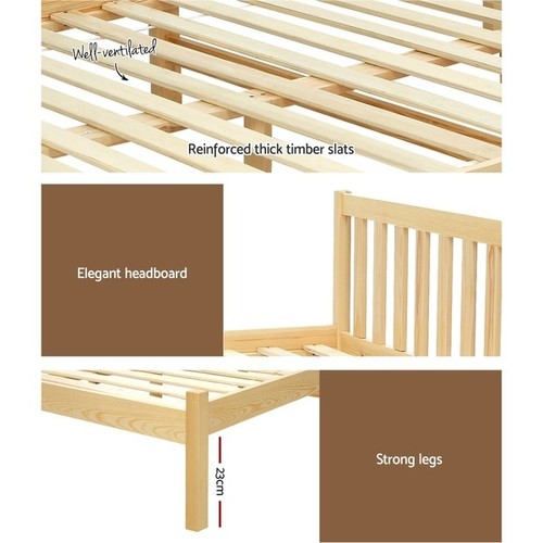 Bed Frame Double Size Wooden Oak SOFIE - Picture 6 of 9