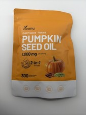 Vivonu Pumpkin Seed Oil + Saw Palmetto 300 Softgels, Cold-Pressed 1000 mg Orange