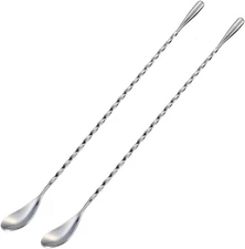 Bar Spoon Cocktail Mixing Stirrers for Drink, Stainless Steel 12 Inches Long Han