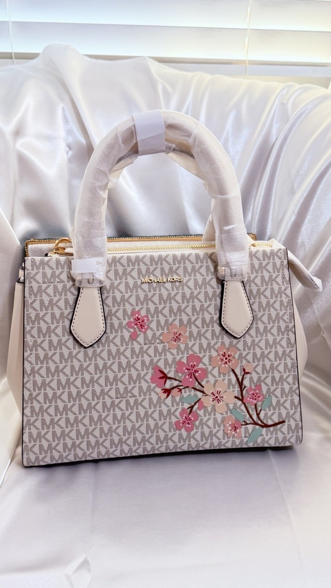 NWT MICHAEL KORS Marilyn Medium Floral Signature Logo Satchel Bag