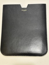 SAINT LAURENT LEATHER IPAD COVER, BLACK