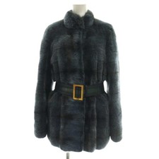 FENDI Fur Coat Outerwear 38 Navy Black /NR Ladies