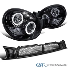 Fits 02-03 Impreza WRX LED Glossy Black Halo Projector Headlights+Hood Grille