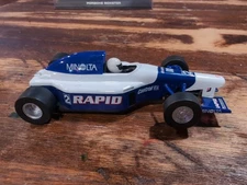 Hornby Formula Car Slot Car Rapid, Minolta, Blue And White, Tested, EUC Magnets