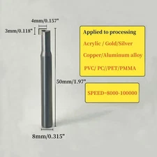 2pcs D8X50L-3HX8 HSS MCD Diamond End Mill D8mm Mirror Finish For Acrylic, Gold