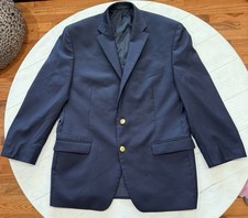 Lauren Ralph Lauren Mens 40R Navy Blue 100 Wool Blazer Gold Crest Buttons Coat