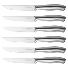 Steak Set of 6, 4.5 inches Dishwasher Safe High Carbon Stainless Steel , Silver