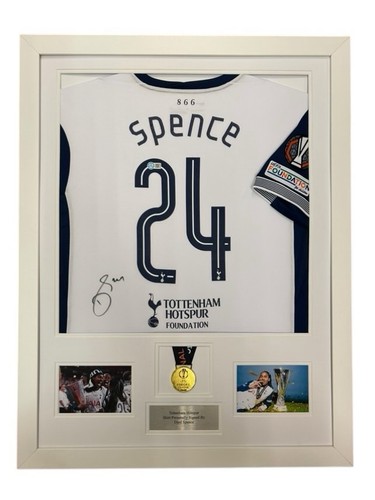 Djed Spence signed shirt MEDAL FRAMED SPURS JERSEY TOTTENHAM EUROPA DISPLAY - Picture 2 of 5