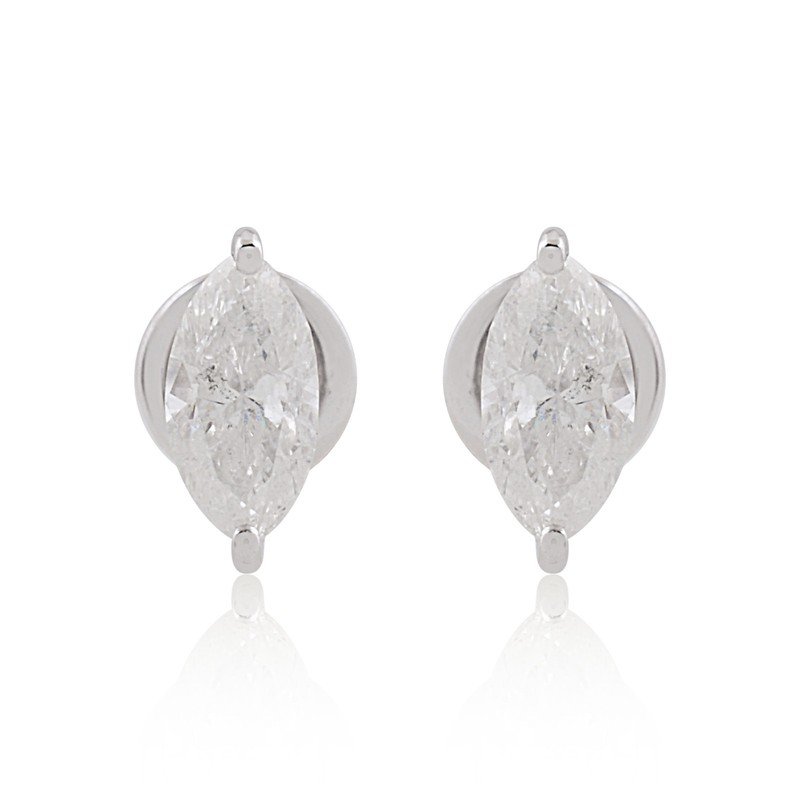 0.71 Ct Marquise Solitaire Diamond Stud Earrings Handmade Jewelry 10k White Gold