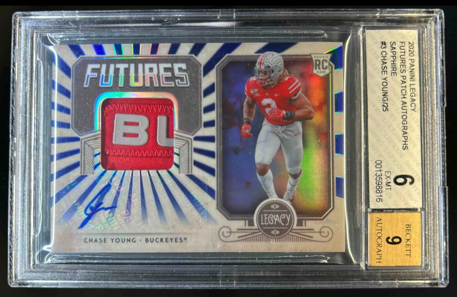 Chase Young Panini Legacy Futures Patch Autographs #FPCY Sapphire