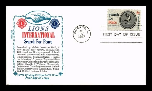 US COVER LIONS INTERNATIONAL SEARCH FOR PEACE FDC SCOTT 1326 KHOL KRAFT