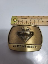 HANDYMAN CLUB OF AMERICA LIFE MEMBER BRASS BELT BUCKLE TOOLS WOODWORK VTG 1996