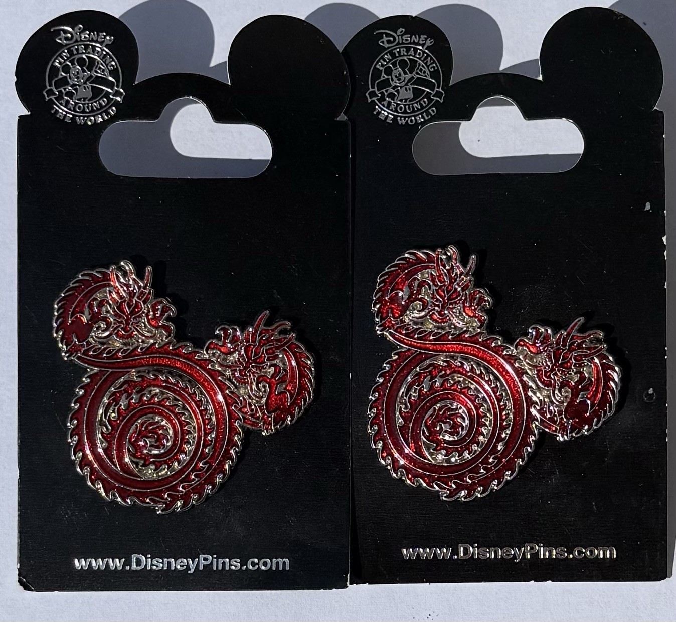 ✨ Disney Authentic Trading Pin / Mickey Head Icon / Two Red Dragon / 2007