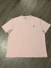 Polo Ralph Lauren Pink Cotton Men's V-Neck Short Sleeve Logo T-Shirt Large