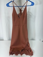 ASTR The Label Brown Lace Trim Sleeveless Dress Size S 3710