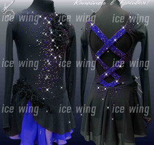 Ice Figure Skating Dress Rhythmic Gymnastics Twirling Competition black