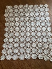 vintage crochet tablecloth handmade 36x46 in