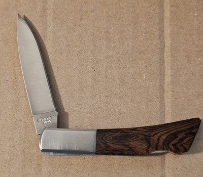 Vtg Gerber Silver Knight 300A Wood Scale Lockback Blade Folding Knife Japan 7701