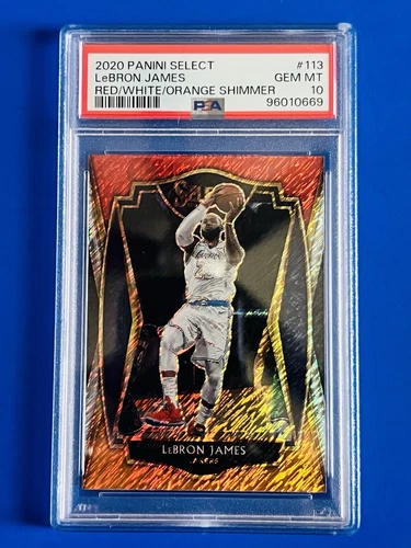 2020-21 Select LeBron James Red White Orange Shimmer Prizm Card #113; PSA 10 GM