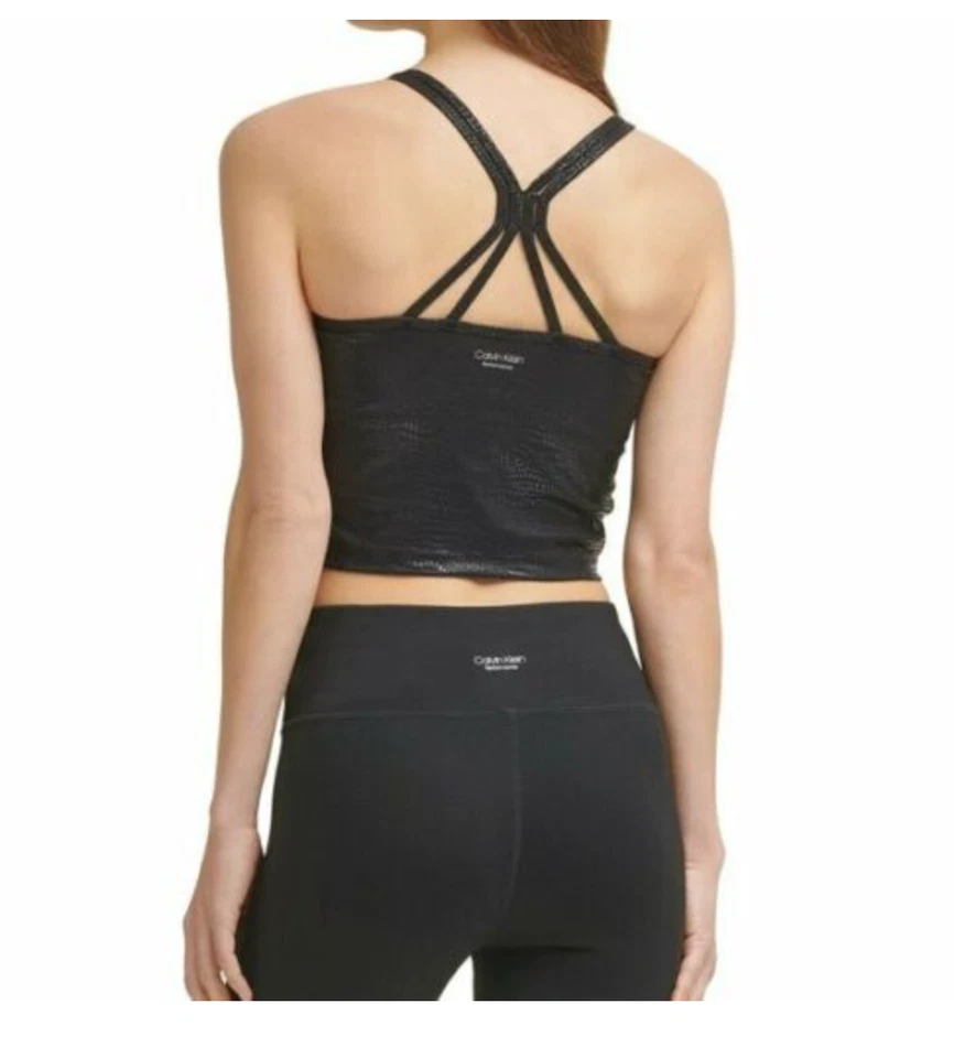 CALVIN KLEIN Women's Performance Printed Strappy Back Tank Top sz XL X-Large - Image 2 of 2