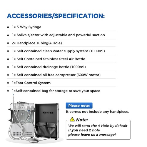 Portable Dental Delivery Unit Air Compressor/W+ Woodpecker Scaler+Curing Light - Picture 23 of 40