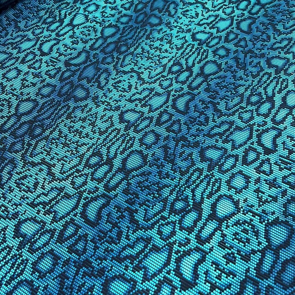 Tela de spandex con estampado de animales de serpiente azul elástica por yarda para trajes de baño ropa deportiva Foto 2 de 4