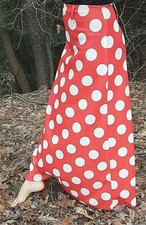 Minnie mouse BRIGHT red/white POLKA dot AUTHENIC VINTAGE long skirt handmade S