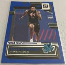 2022 Donruss Football Kingsley Enagbare Green Bay Packers Press Proof Blue RC
