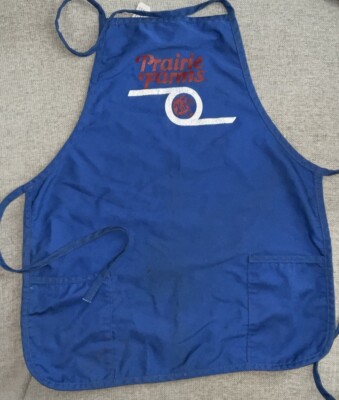 Prairie Farms Apron w Pockets Blue Advertising Dairy Milk 25  Long Vintage