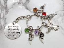 "Your wings were ready my heart was not" Memorial Keyring Sympathy Funeral Gift