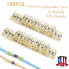 100Pcs 12-10 Gauge Solder Seal Wire Connectors Heat Shrink Butt Terminals Yellow