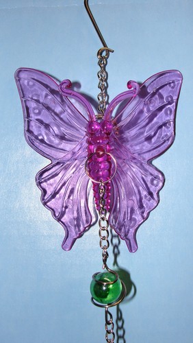 HOME GARDEN POOL YARD PATIO *BUTTERFLY SPINNER* 17" PINK W/ ASSORTED BEADS NEW - Picture 3 of 4