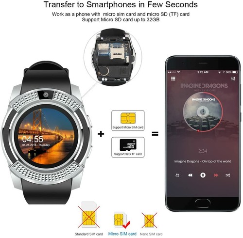 Bluetooth Smart Watch Water-Resistant Fitness Tracker Make Call Text For Android - Photo 5 sur 11