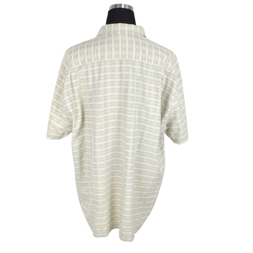 Tommy Bahama Mens Shirt 3XL Yellow Grey Beige Stripes Silk Cotton Blend - Picture 7 of 10