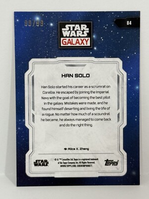 Topps Star Wars Galaxy ハン・ソロ 84/99 2024 Topps Chrome Galaxy Star Wars #84 Han Solo Wave Refractor /99