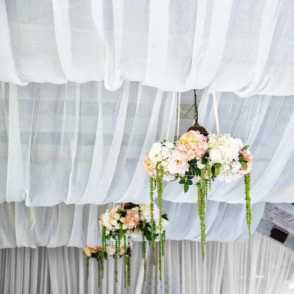 WHITE 5ft x 14ft Premium Chiffon SHEER CURTAIN Window Drape Panel Party Events - Image 4 of 4