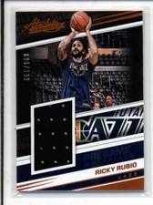 RICKY RUBIO 2017/18 PANINI ABSOLUTE PREGAME GAME USED RELIC #096/199 AY1826