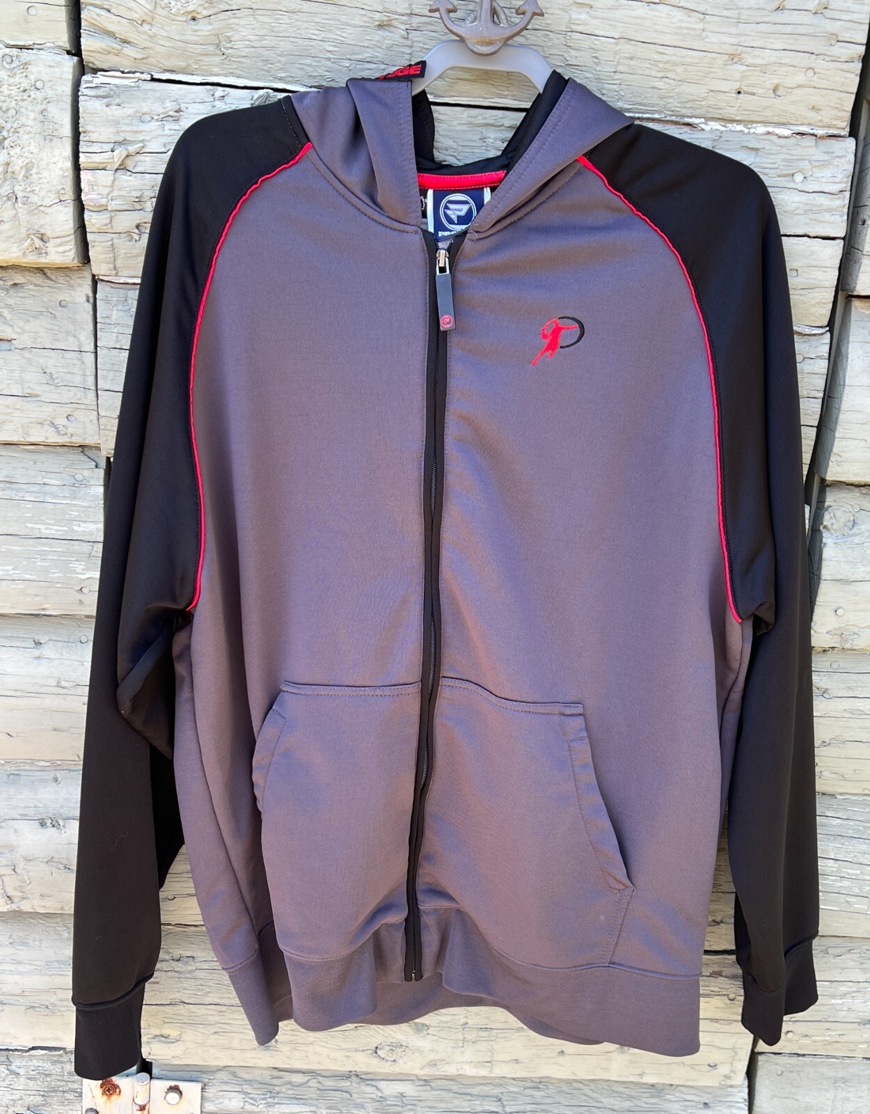 Protege Men's XL Hooded ZipUp Black/Gray Hooded Sweatshirt Track