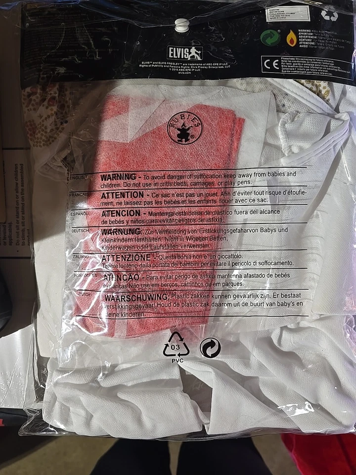 Macacão Elvis Presley Aloha Eagle branco fantasia infantil Halloween P 3/4  - Imagem 3 de 3