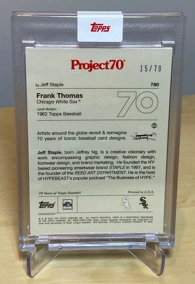 FRANK THOMAS x JEFF STAPLE RAINBOW FOIL 15/70 2021 TOPPS PROJECT 70  CARD #780 - Image 3 of 4