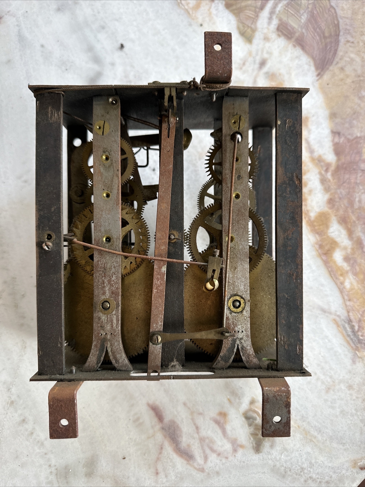 Antique French Morbier Clock Movement Crown Wheel With Top Bell Parts