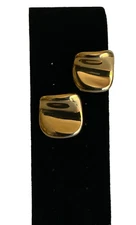 Monet Vintage Pierced Earrings Sleek & Modern Gold Tone Square Stud Post 1’’x 1’